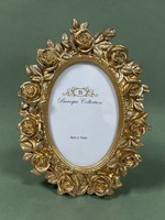 Edler Bilderrahmen Oval Barock Dutch Style Gold Rosen 23Cmx17Cm Neu
