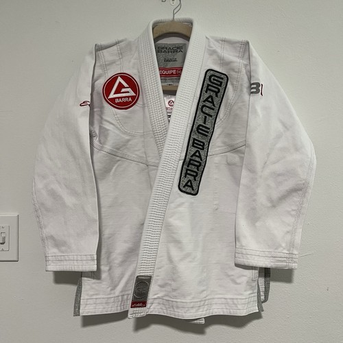 Gracie Barra Gi Adult Mens A1 White Jiu Jitsu MMA Kimono Top Equipe Cotton