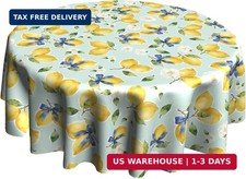 Lemon Tablecloth 60 inch Round Table Cloth Flower Table Cloths Spring Summer Tab