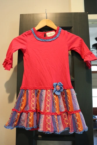 Rare Editions Girl Dress Size 6 Magenta Long Sleeve