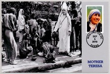 #4475 MOTHER TERESA STAMP FIRST DAY OF ISSUE BGC PHOTO CARD FDC