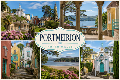 Neu Portmeirion Wales Kühlschrankmagnet malerisches Dorf Snowdonia Souvenir Geschenk UK