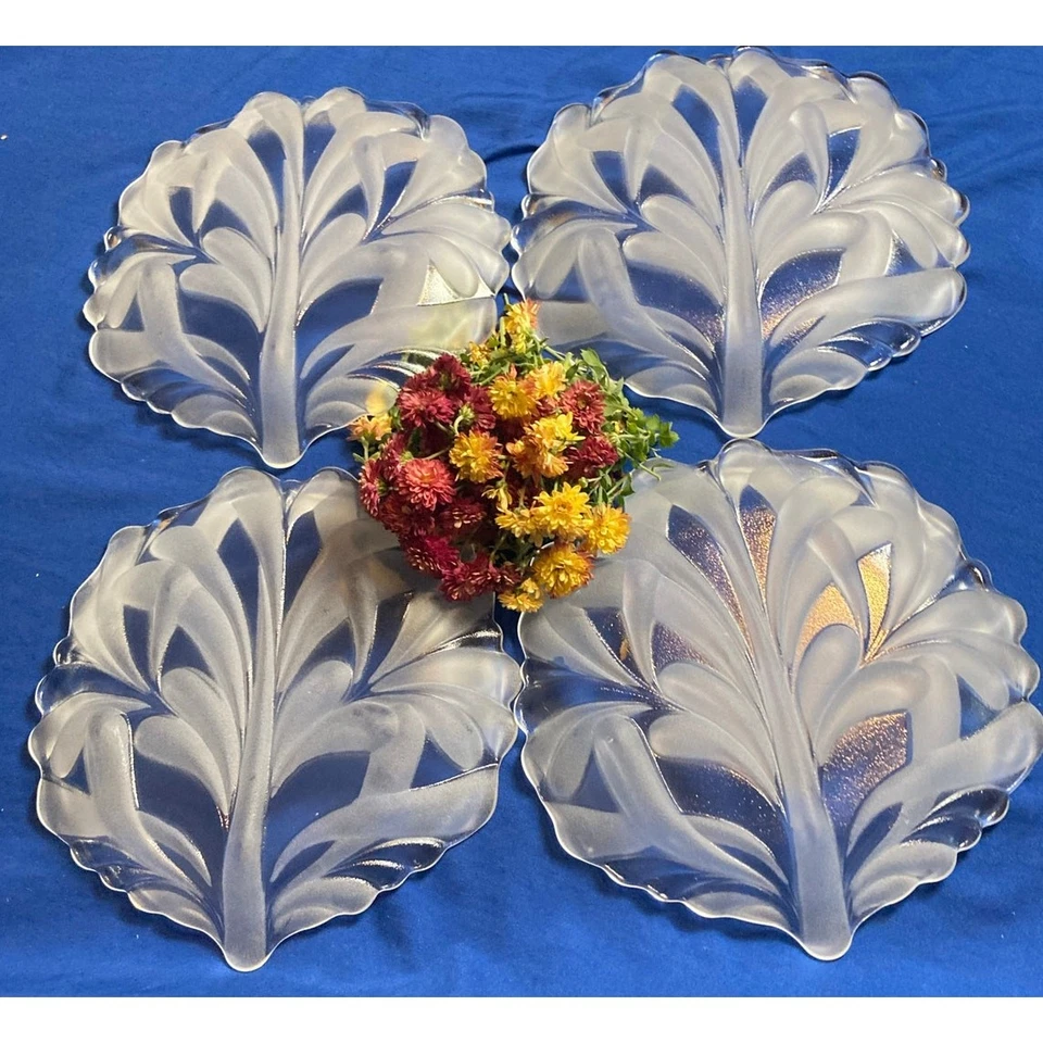 Antigo Cristal Mikasa Walther Alemanha Ocidental Placas Fosco 10" Charcutaria Conjunto de 4 - Imagem 2 de 4