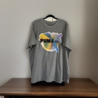 Puma  T-Shirt Short Sleeve Athletic Graphic Tee Gray, Size XXL, New