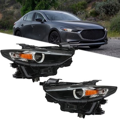 LED For 2019 2020 2021 Mazda 3 Headlights Assembly w/o AFS Right+Left Side Clear