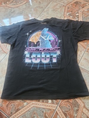 Fortnite Shirt Mens Large Black Give me the Loot Llama Retro Graphic Tee