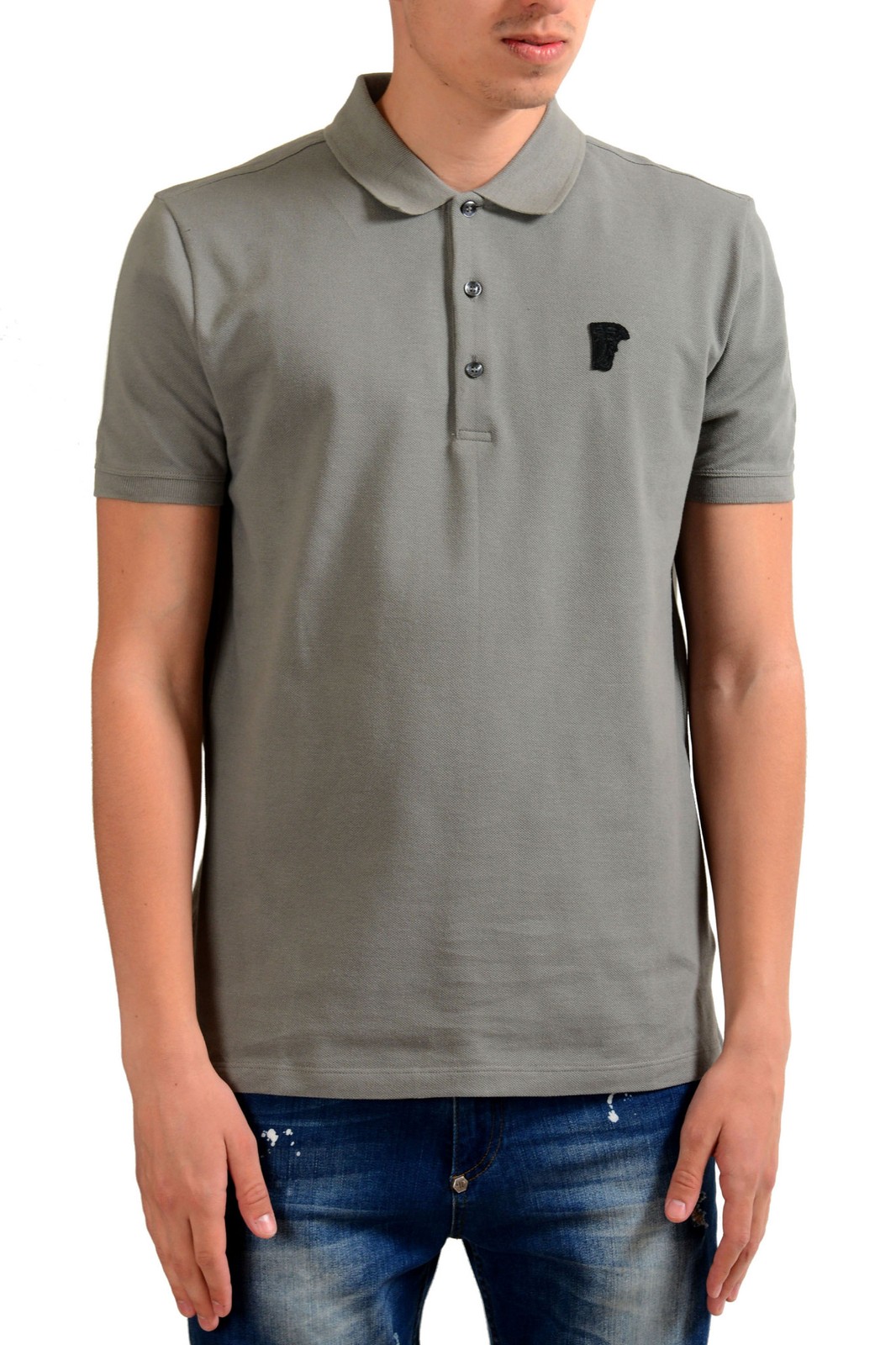 Мужская серая рубашка поло с короткими рукавами из коллекции Versace Sz, S M, L, XL 2XL