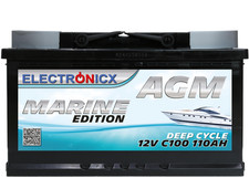 Batteria AGM 110AH Electronicx Marine Edition barca nave batteria alimentazione 12