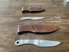 2 Gil Hibben Throwing Knives UC454 + UC455 Sheaths Included Very Clean