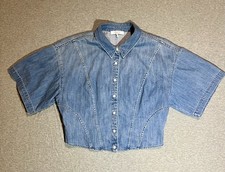 Frame Seam Detail Crop Denim Shirt XL