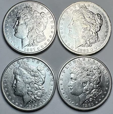 Morgan Dollars 1878-1893 CC Lot of 4 Uncirculated Mixed Dates AU/BU Coins-US