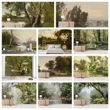 3D Forest River Landscape Self-adhesive Wallpaper Removable Wallpaper Wall Mural