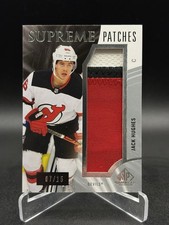 2020-21 UD SP Game Used Jack Hughes Supreme Patches /15 New Jersey Devils