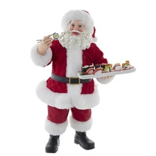 Kurt Adler Fabriche Christmas Figurine, Santa with Sushi Platter, 10.5in