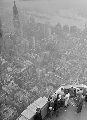 Aerial View of New York City Atop The Empire State Building Old Photo