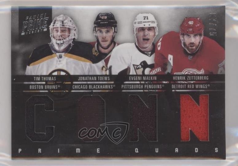 2011 Prime Quads Materials 7/75 Tim Thomas Jonathan Toews Evgeni Malkin #11 0mj2