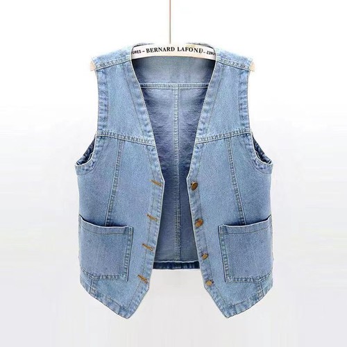 Women Jacket Streetwear Denim Vest Beach Waistcoat Wedding Crop Top Night Y2k - Picture 22 of 33