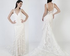 Martina Liana Wedding Dress White Lace Designer Bridal Train Asymmetrical 8