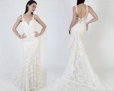 Martina Liana Wedding Dress White Lace Designer Bridal Train Asymmetrical 8