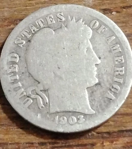 1903 P Barber Dime 10 C AG/G 90% Silver Over 100 Years Old