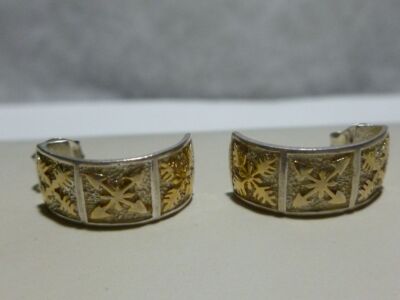 SEHR HÜBSCHE HAWAIIANISCHE INDIANER SÜDWESTEN STERLINGSILBER GOLD DESIGNER OHRRINGE