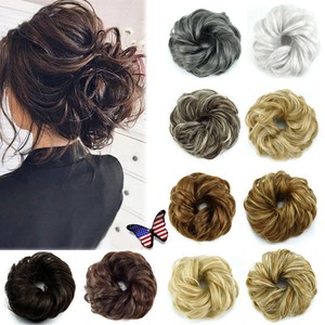 New 100 Natural Curly Messy Bun Hair Piece Scrunchie Hair
