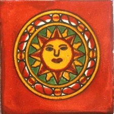#C058) Mexican Tile sample Ceramic Handmade 4x4 inch, GET MANY AS YOU NEED !!