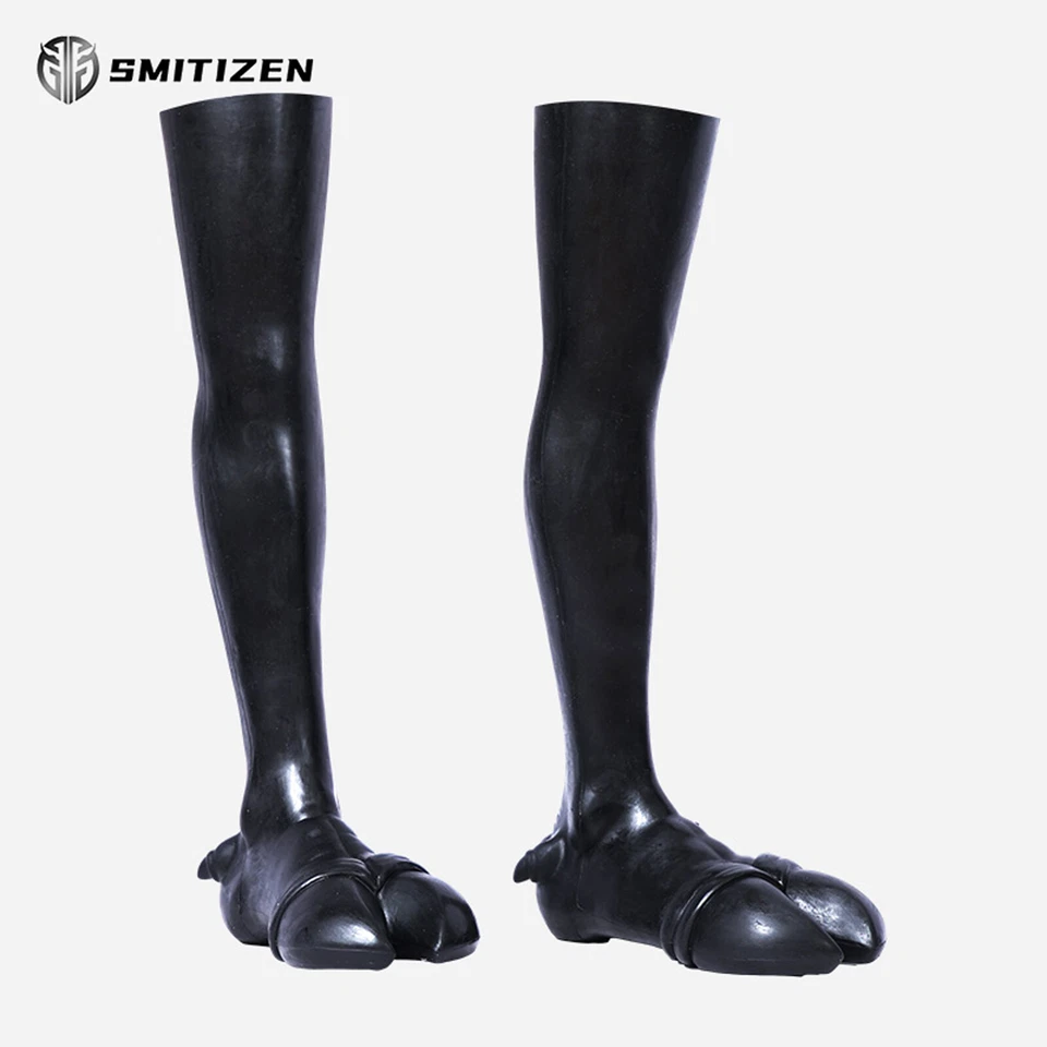 Botas de silicone Smitizen casco de touro de vaca sapatos pretos fantasias de monstro para Halloween - Imagem 2 de 4
