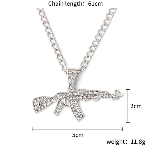 Crystal Ak 47 Rhinestone Bling Chain Necklace Juice Wrld Wristband Included! - Picture 2 of 5