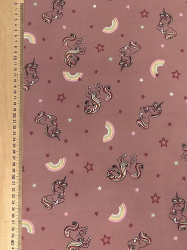 Softshell Jackenstoff Kinderstoff Einhorn altrosa - Bild 2 von 2