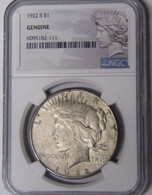 NGC Genuine 1922-S Peace Silver Dollar XF San Francisco Mint
