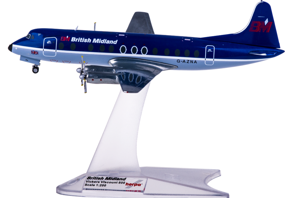 航空機・ヘリコプター Herpa 1/200 Vickers Viscount 800 1:200 Herpa BMI British Midland Vickers Viscount 800