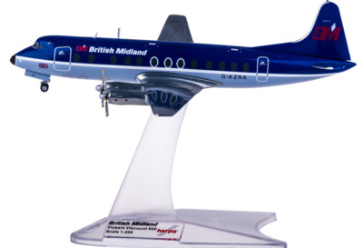 1:200 Herpa BMI British Midland Vickers Viscount 800 Airplane Diecast Model