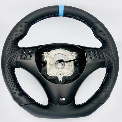 Abgeflacht Lederlenkrad BMW M-POWER E82 E84 E87 E88 E90 E91 E92 E93 Blau ring
