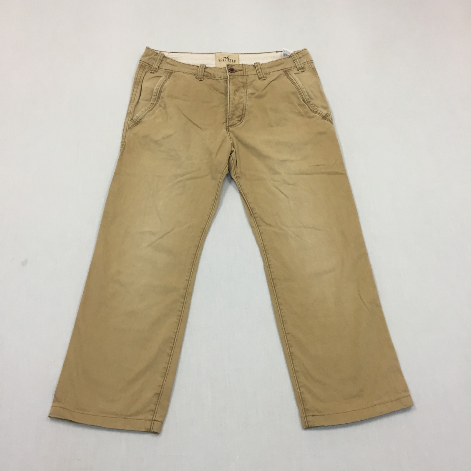 Hollister Trousers Mens W34 L29 Straight Fit Chino Beige