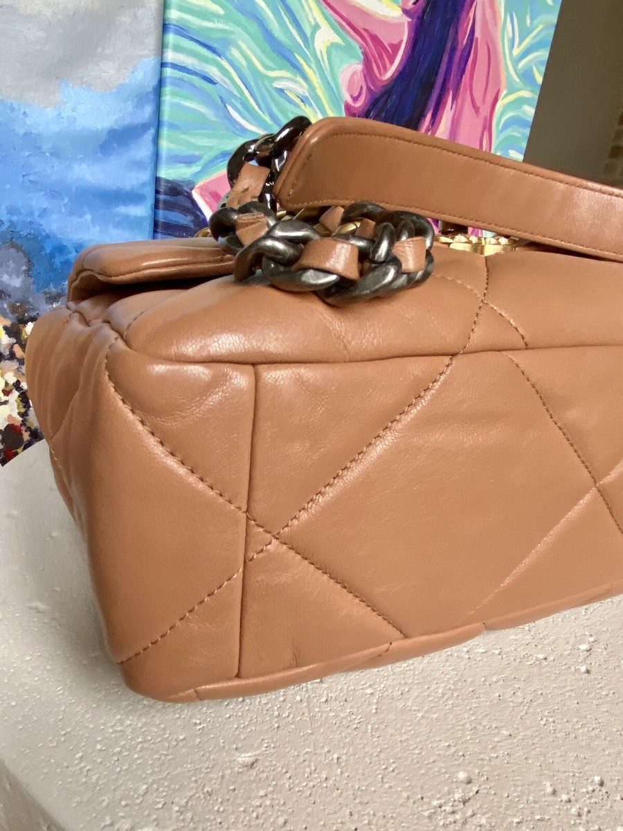Chanel 19 Handbag Large Flap 21P CARAMEL Gorgeous Organizer | eBay