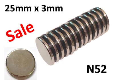 SDM MAGNETICS 25x3mm N52 Neodymium Disc Magnets INSANELY STRONG