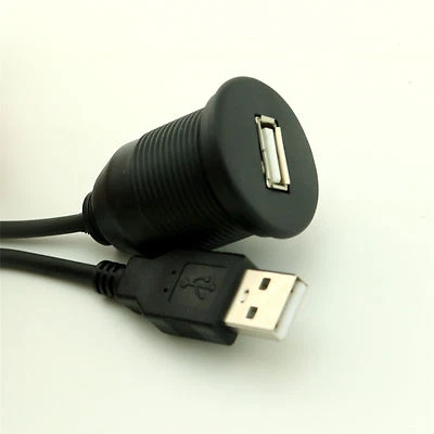 5FT Car Dashboard Flush Mount USB 2.0 Socket Lead Panel Coiled Spiral Cable Kit - Image 1 of 4