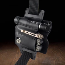 Tactical MOLLE Multitools Belt Leather Bag Flashlight Storage Holster EDC Pocket