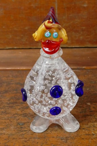 Vintage Murano Art Glass Hand Blown Clown Figurine Statue Multi-Color 6” Tall