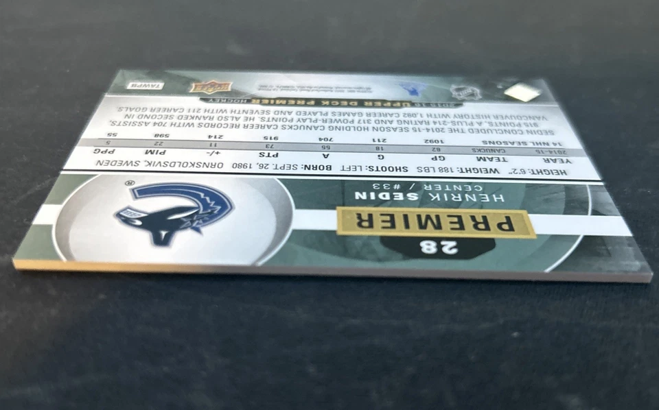 2015-16 Upper Deck Premier - Henrik Sedin #28 /399 - Image 4 of 4
