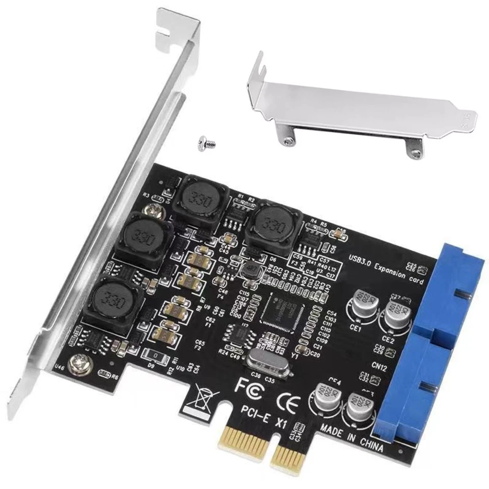PCIE PCIExpress to Internal 2 Port 19Pin Header USB 3.0 Expansion Card with Low - Image 3 of 4