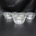 PYREX 463 Custard Cups 6 Oz Clear Scalloped Edge 3 Ring Smooth Set of 8