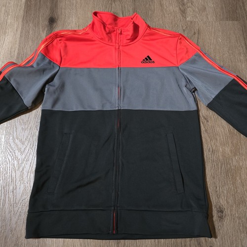 Adidas Boys Zip Up Jacket Red Black Gray Athletic Coat NWT Size 14/16 Large - Picture 2 of 5