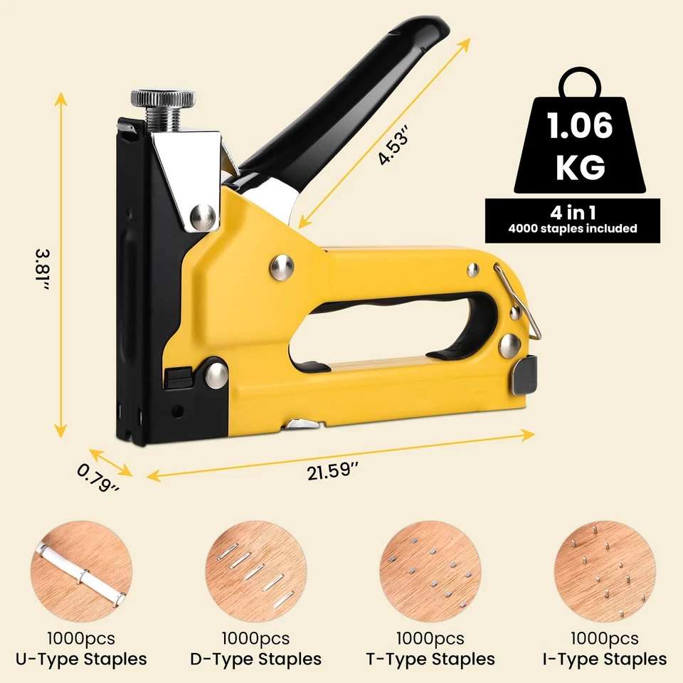 EcoSeal 4-in-1 Heavy Duty Staple Gun with 4000 Staples – Upholstery & DIY Tool - Image 3 of 4