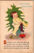 Cute Kids - Children on Great Vintage Christmas Postcard s/18 BJ3224