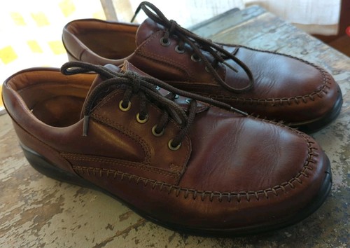 Men's Ecco Shoes Mens 11 Brown Leather Oxfords Moc Lace Up Comfort Shoe 45