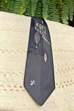 Don Loper Men's Polyester Tie Geometric Black Gray Silver Made In USA