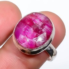 Ruby Gemstone Band Ring Size 925 Sterling Silver