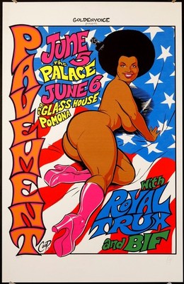 Coop Pavement Royal Trux 1997 Silkscreen Poster Signed Afro Black Power USA Flag